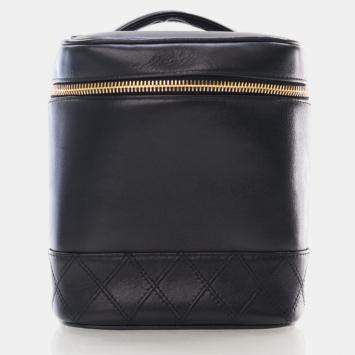 Chanel Vintage Black Calfskin Vanity Bag