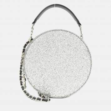 Pre Owned Chanel Round CC Patent Leather Glitter Shoulder Bag