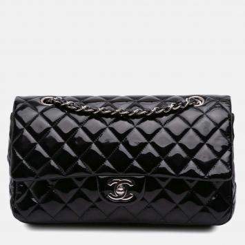 Chanel Black Medium Classic Patent Double Flap