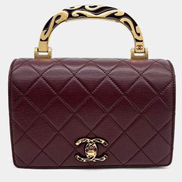 Chanel Burgundy Leather top handle crossbody bag