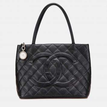 Pre Owned Chanel Black Caviar Medallion Tote