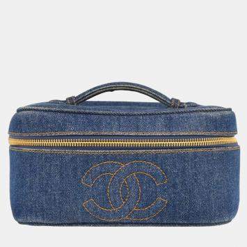 Chanel CC Blue Denim Vanity Handbag