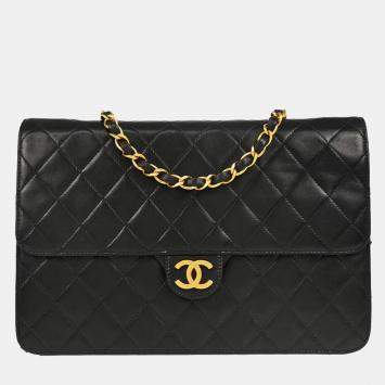 Chanel Flap Medium Black Lambskin Shoulder Bag
