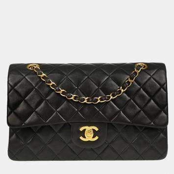 Chanel Classic Double Flap Medium Black Lambskin Shoulder Bag