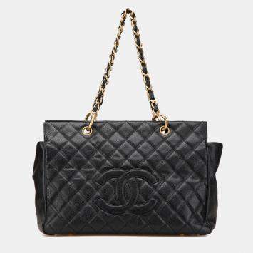 Pre Owned Chanel Black Grand Quilted Caviar Timeless Shopping Tote