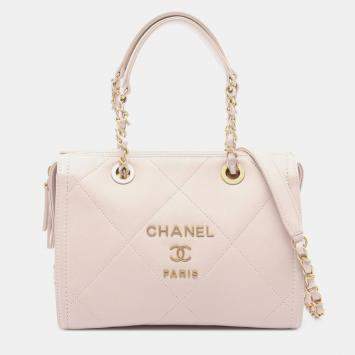 Chanel Pink Small Quilted Calfskin Small Bowling Bag
