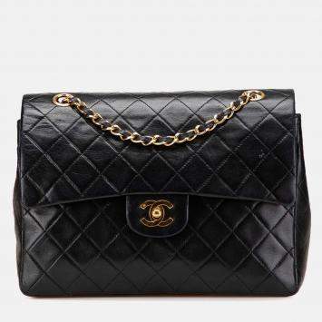 Chanel Black Medium Tall Classic Lambskin Double Flap