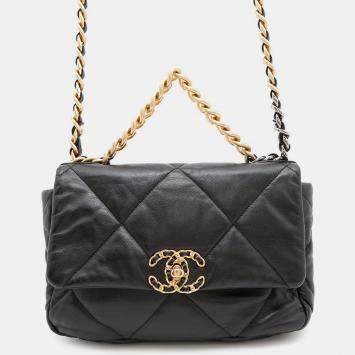 Chanel 19 Chain Black Lambskin Shoulder Bag 