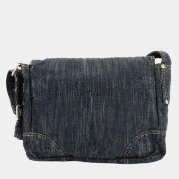Chanel Shoulder Bag Denim Navy Gold Hardware