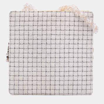 Chanel Brown/White Small Tweed and Resin Zipped Shopping Bag