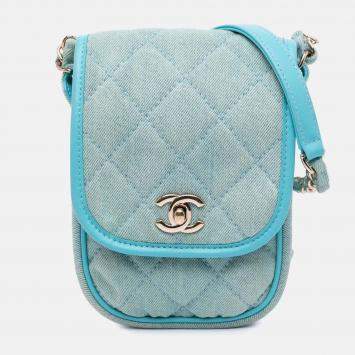 Chanel Blue Mini CC Quilted Denim Crossbody