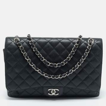 Chanel Black Quilted Caviar Leather Maxi Classic Double Flap Bag