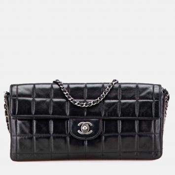 Chanel Black Chocolate Bar Lambskin East West Flap