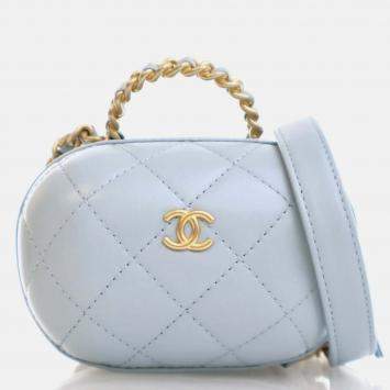 Chanel Small Blue Lambskin CC Bubble Vanity Case