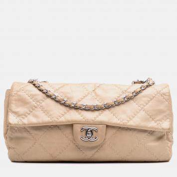 Chanel Beige Quilted Lambskin Ultimate Stitch Flap