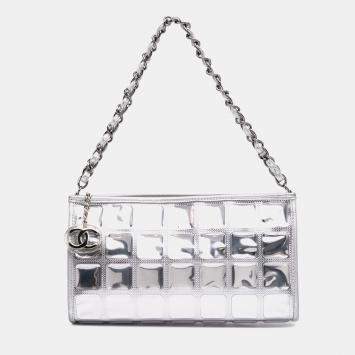 Chanel Silver Vinyl Ice Cube Pochette