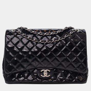 Chanel Black Maxi Classic Patent Double Flap