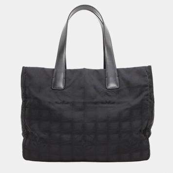Chanel New Travel Line Tote Bag Black Nylon Size Mm