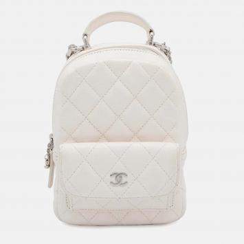 Chanel Matelasse Backpack White Caviar Leather Size Mini