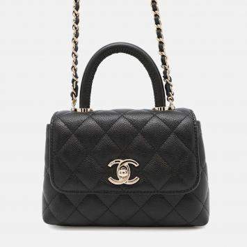 Chanel Matelasse Coco Handle Black Caviar Leather Mini Handbag