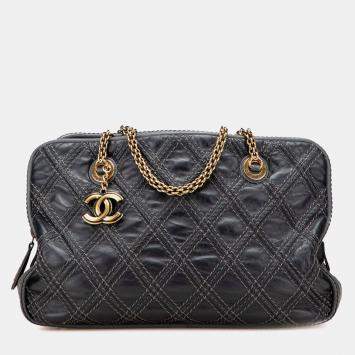 Chanel Black Quilted Calfskin Stitch Triptych Shoulder Bag