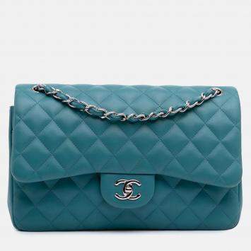 Chanel Blue Jumbo Classic Lambskin Double Flap