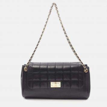 Chanel Chocolate Bar Black Leather Shoulder Bag