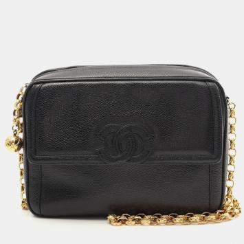 Pre Owned Chanel Bijoux CC Vintage Black Leather Camera Bag