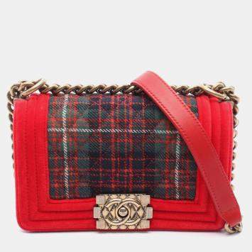 Pre Owned Chanel Boy Small Multicolor Canvas Shoulder Bag