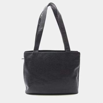 Chanel Coco Mark Tote Shoulder Bag Calfskin Leather Black