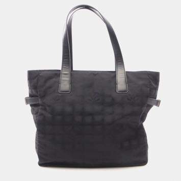 Chanel New Travel Line Gm Tote Shoulder Bag  Leather Nylon Canvas Bk Ghw