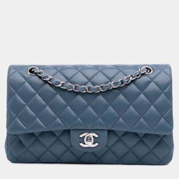Chanel Blue Medium Classic Lambskin Double Flap