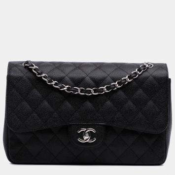 Chanel Black Jumbo Classic Caviar Double Flap