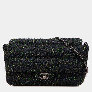 Chanel Black CC Tweed Flap Bag