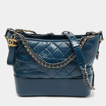 Chanel Blue Quilted Aged Leather Medium Gabrielle Hobo