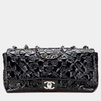 Chanel Black Jumbo Patent Lucky Symbols Flap