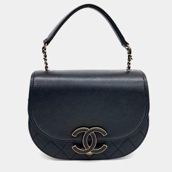 Pre Owned Chanel Black Leather Coco Curve Tote