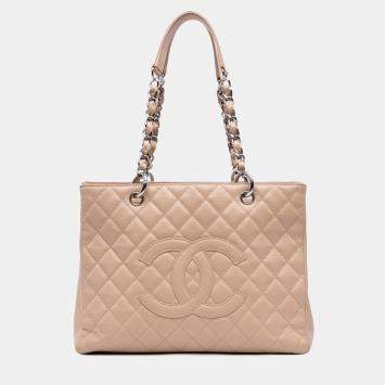 Pre Owned Chanel Brown Caviar Grand Shopping Tote