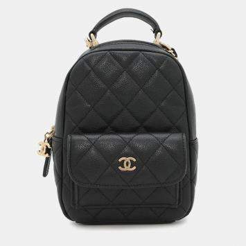 Pre Owned Chanel Matelasse Timeless Classics Mini Backpack Blackap3753 Caviar Leather