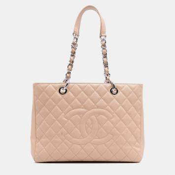 Pre Owned Chanel Beige Caviar Grand Shopping Tote