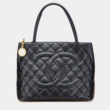 Pre Owned Chanel Black Caviar Medallion Tote