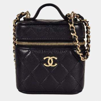 Chanel Vanity Mini Black Leather Shoulder Bag