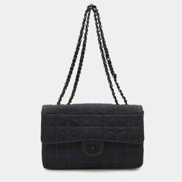 Pre Owned Chanel New Travel Line Black Nylon Chain Shoulder Bag