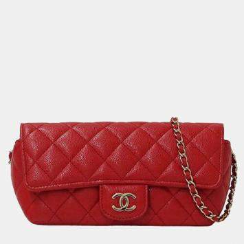 Chanel Red Caviar Leather Shoulder Bag