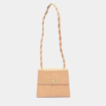 Pre Owned Chanel Twist CC Beige Leather Shoulder Bag