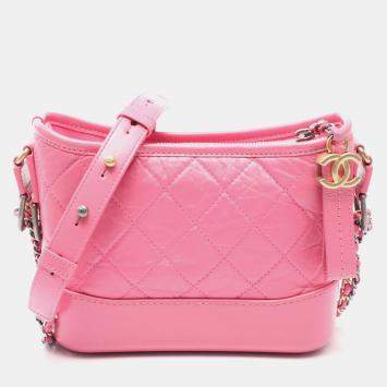 Pre Owned Chanel Gabriel De Chanel Small Pink Leather Hobo Shoulder Bag