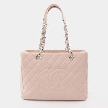 Pre Owned Chanel Matelasse GST Pink Leather Tote Bag