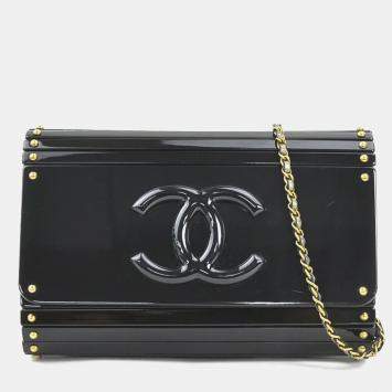 Pre Owned Chanel CC Black Plastic Leather Shoulder Bag