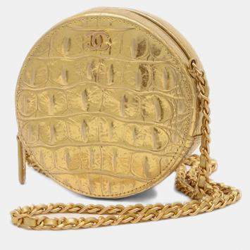 Chanel Coco Mark Round Chain Shoulder Bag Gold Hardware