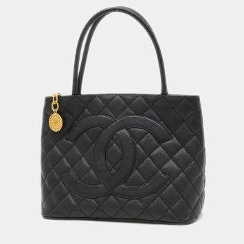 Chanel Reissue Tote Bag Caviar Skin Black Gold Hardware